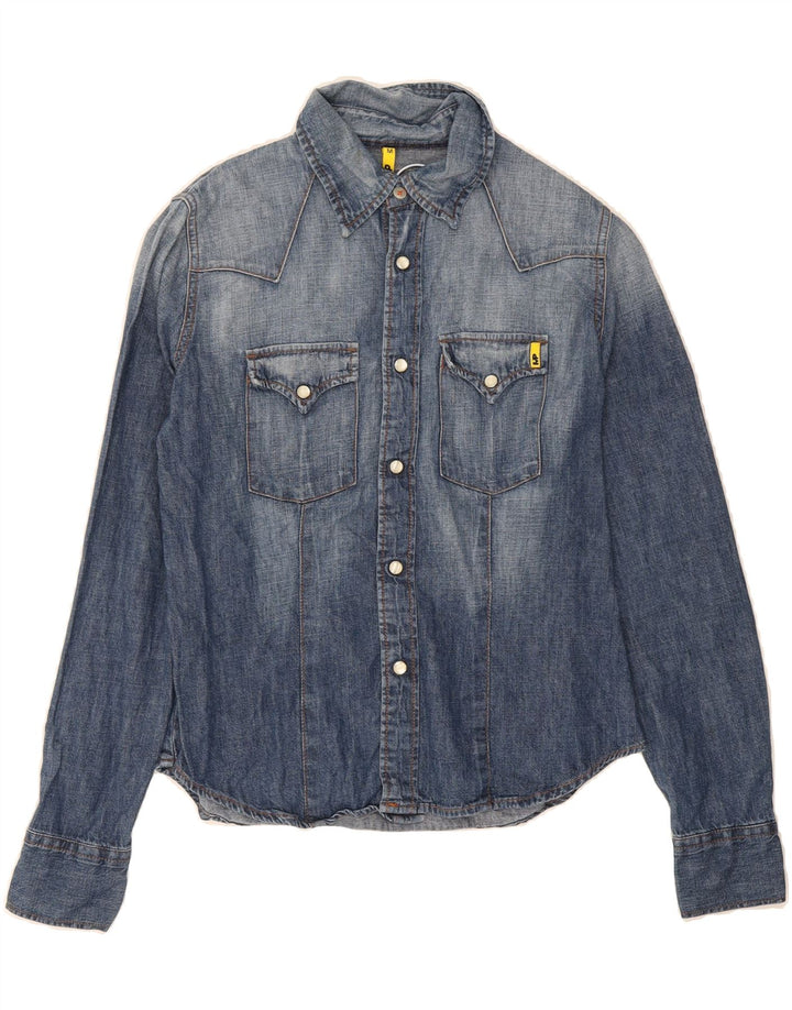 VINTAGE Womens Denim Shirt UK 12 Medium Blue Cotton Vintage Vintage and Second-Hand Vintage from Messina Hembry 