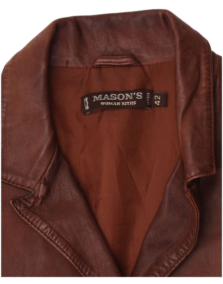 Mason's Γυναικείο Δερμάτινο Μπουφάν με 3 Κουμπιά IT 42 Μεσαίο Καφέ