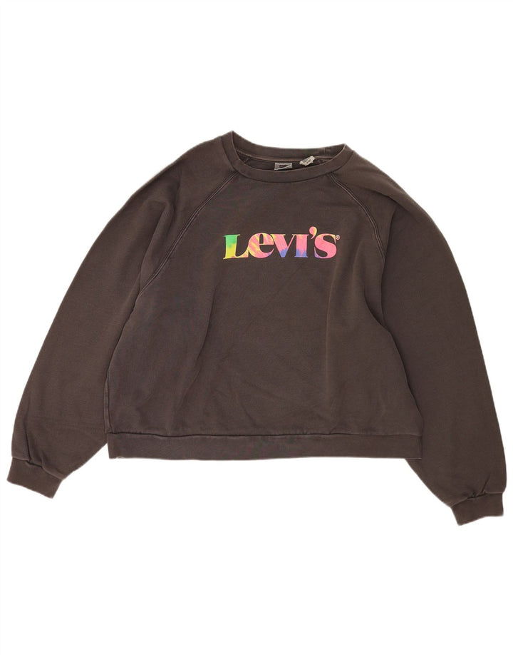 Γυναικείο γραφικό υπερμεγέθη φούτερ Levi's UK 18 XL γκρι βαμβακερό