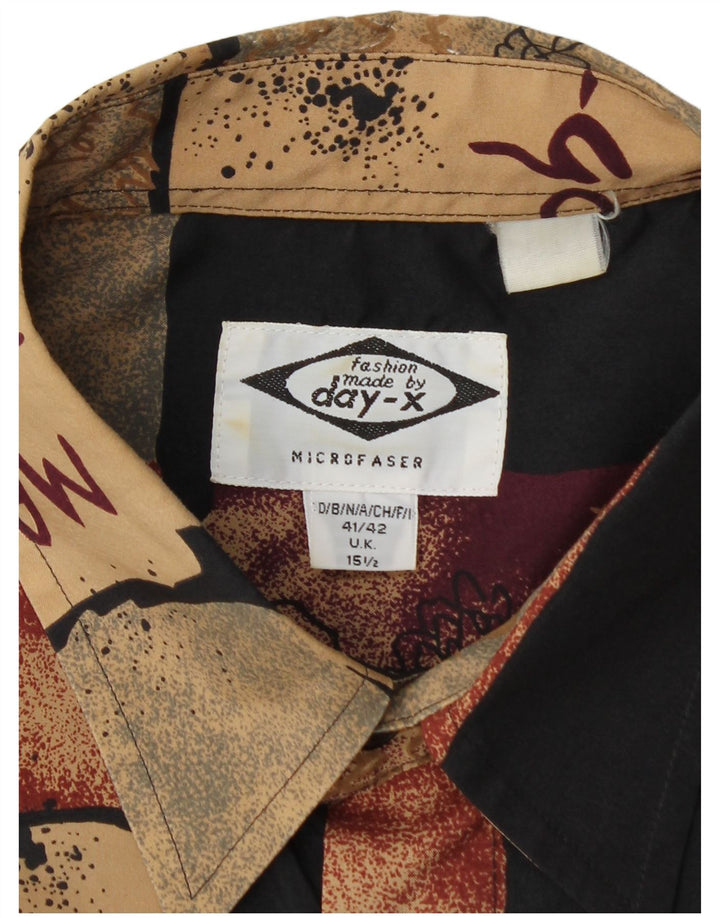 Ανδρικό κοντομάνικο πουκάμισο DAY-X 15 1/2 Medium Beige Patchwork Πολυεστέρας