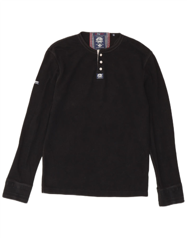 SUPERDRY Ανδρικό μπλουζάκι Heritage Μακρυμάνικο XL Μαύρο βαμβακερό
