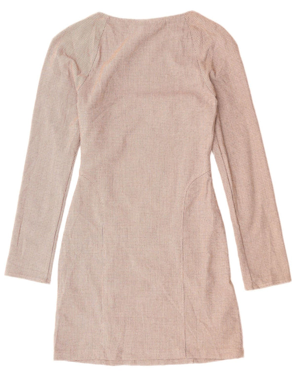 Γυναικείο μακρυμάνικο φόρεμα ZARA με θήκη UK 6 XS Red Check Polyester