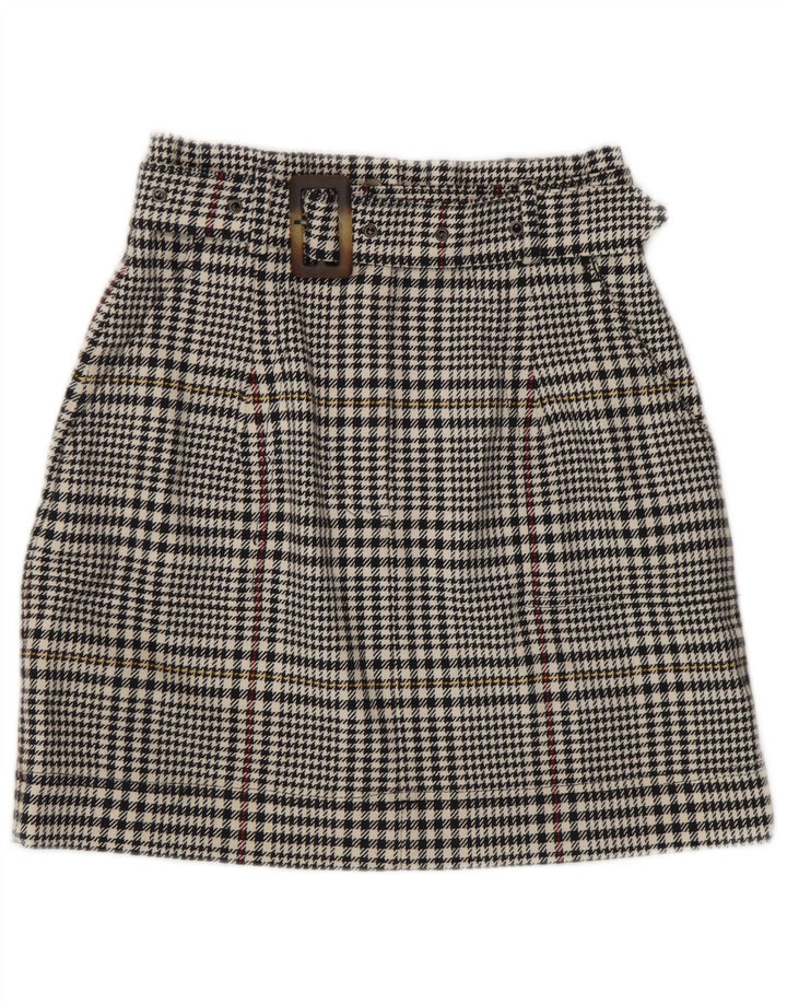 Marks & Spencer Γυναικεία Μίνι Φούστα UK 8 Small W26 Μαύρη βαμβακερή Houndstooth