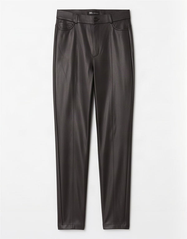 Zara Γυναικείο Skinny Παντελόνι από Faux Leather Medium W28 L29 Μαύρο Πολυουρεθάνη