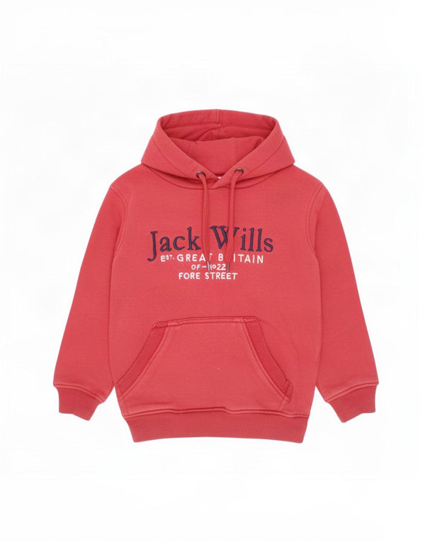 Jack Wills Boys Graphic Hoodie Jumper 5-6 Years Maroon Cotton