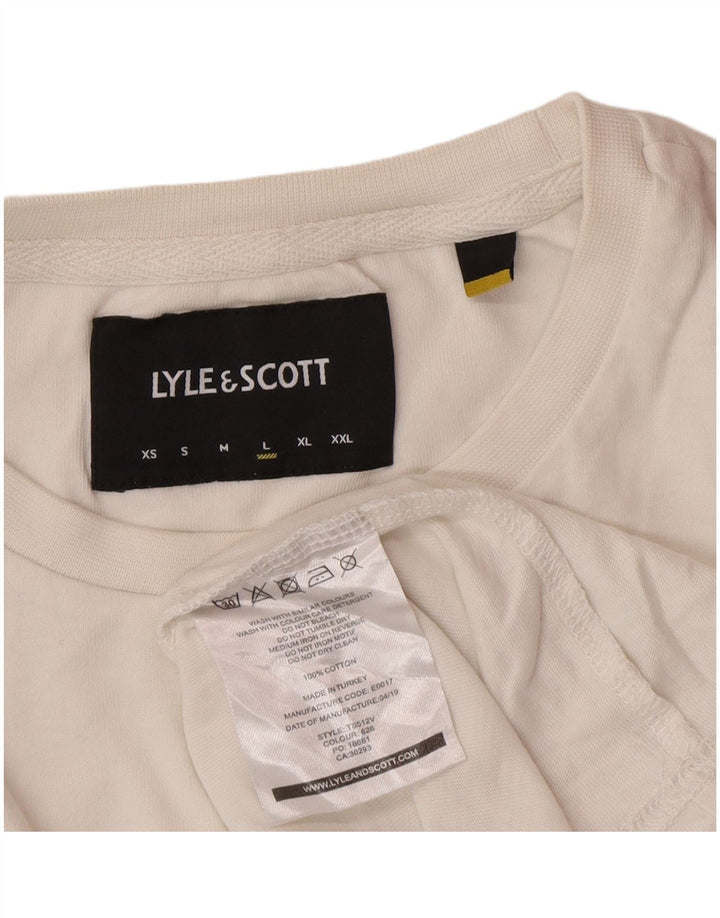 Ανδρικό μπλουζάκι Lyle & Scott, μακρυμάνικο μεγάλο λευκό βαμβακερό