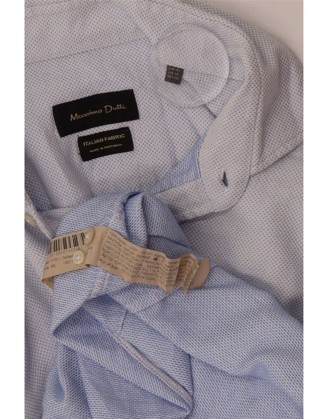 Ανδρικό πουκάμισο Massimo Dutti 2XL Βαμβακερό με μπλε στίγματα