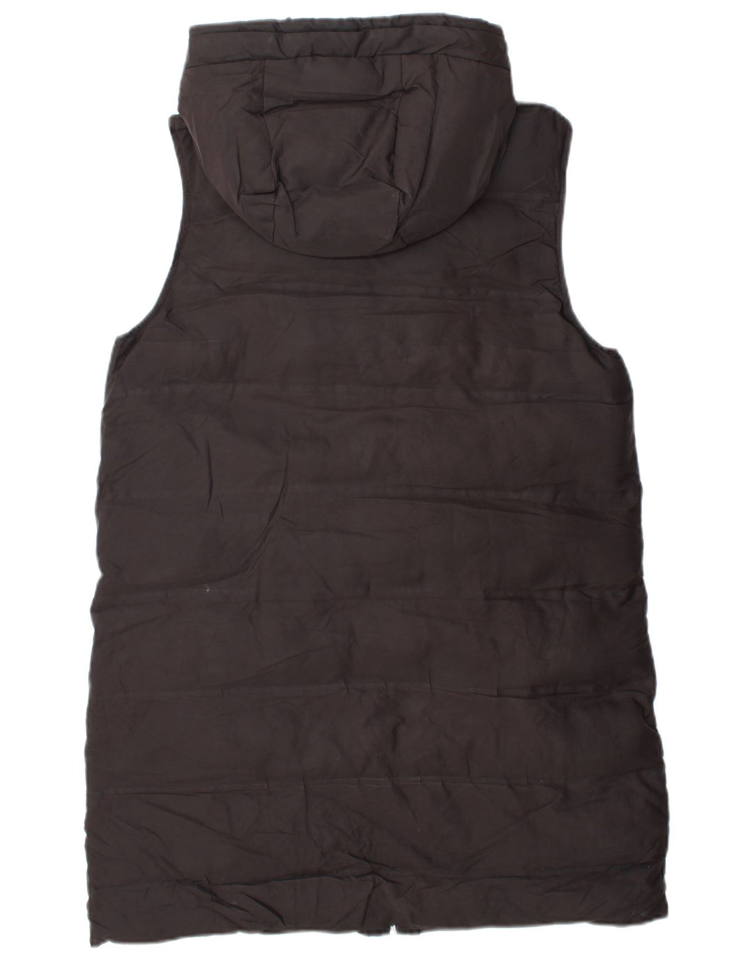 Zara Γυναικεία Longline Hooded Gilet UK 14 Medium Black Polyester