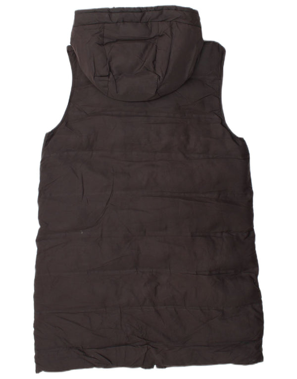 Zara Γυναικεία Longline Hooded Gilet UK 14 Medium Black Polyester