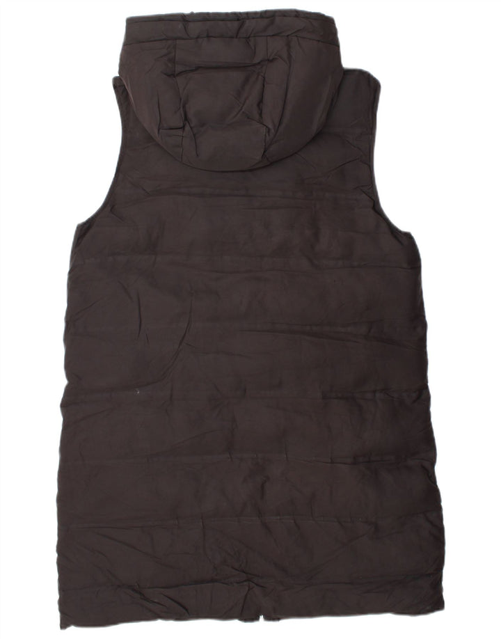 Zara Γυναικεία Longline Hooded Gilet UK 14 Medium Black Polyester