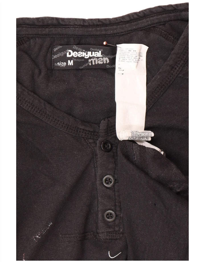 Ανδρικό γραφικό T-Shirt DESIGUAL Top Μεσαίο μαύρο βαμβακερό