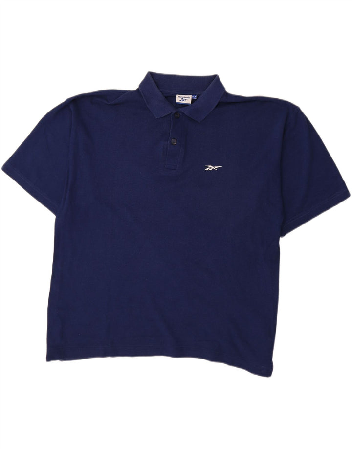 Ανδρικό μπλουζάκι πόλο REEBOK XL Navy Blue Cotton