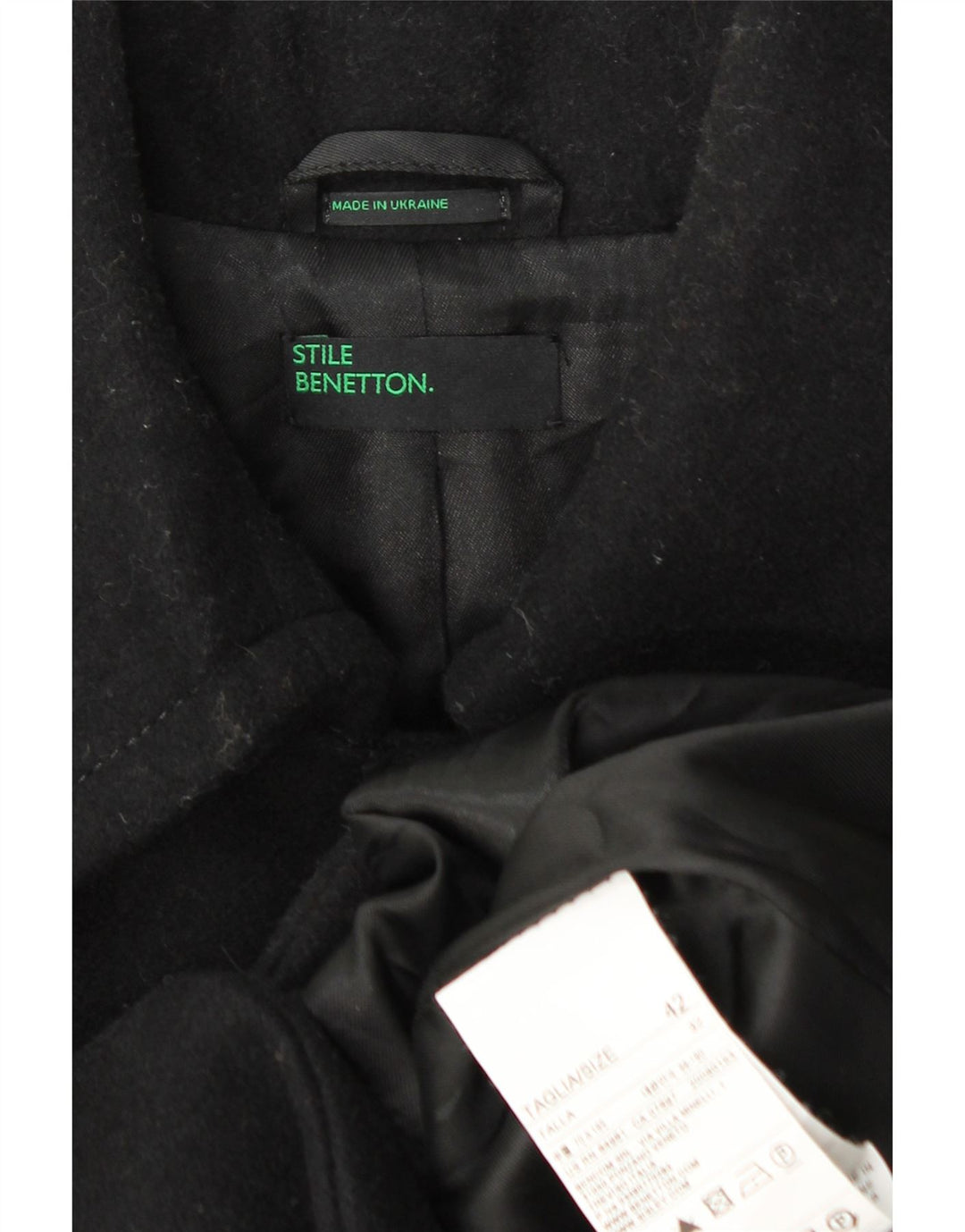 Γυναικείο Παλτό Benetton IT 42 Μεσαίο Μαύρο Μαλλί