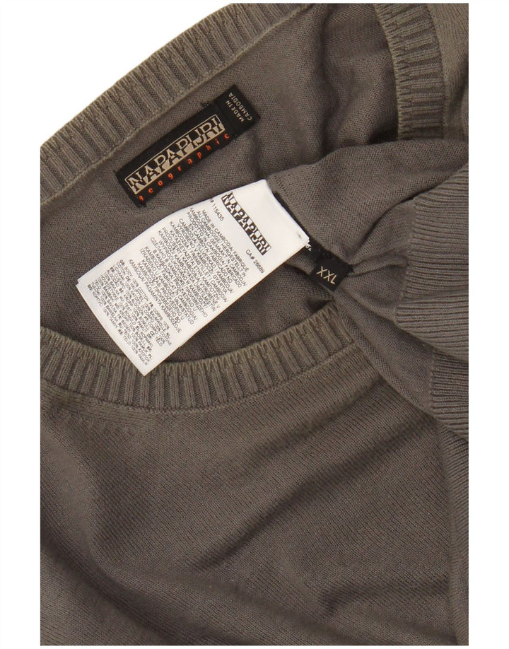 NAPAPIJRI Ανδρικό πουλόβερ με λαιμόκοψη 2XL γκρι βαμβακερό