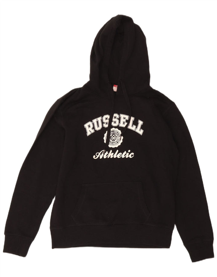 RUSSELL ATHLETIC Boys Loose Fit Graphic Hoodie Jumper 13-14 ετών Μαύρο