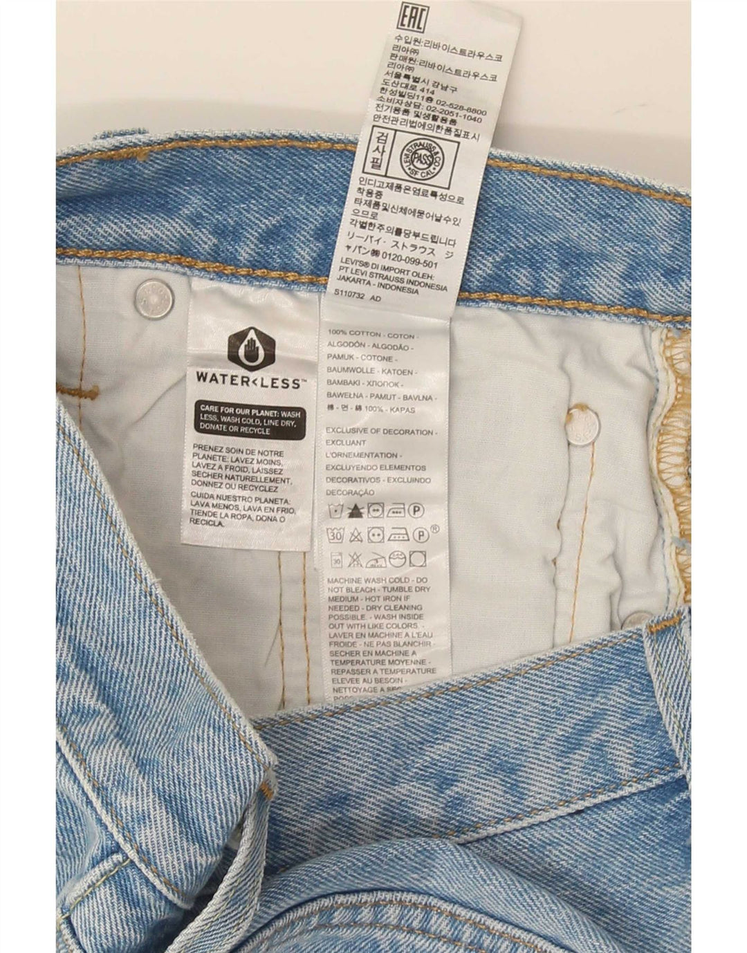 Levi's Womens 501 Distressed τζιν σορτς W26 μικρό μπλε βαμβακερό