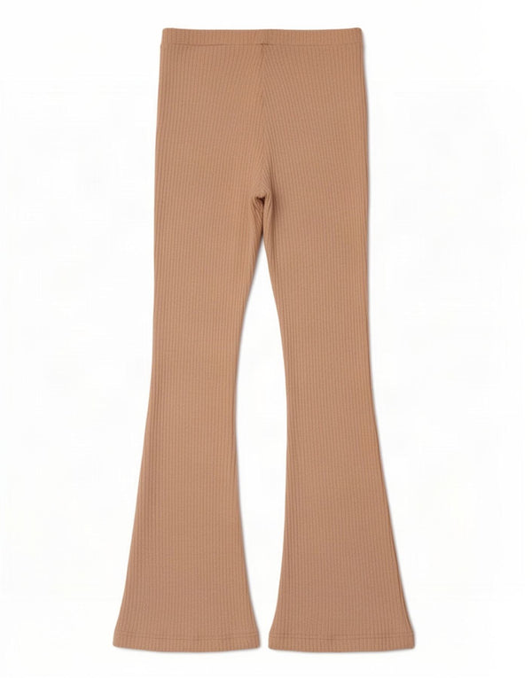 Zara Γυναικείο πλεκτό Flare Casual Παντελόνι Medium W28 L31 Beige Polyester