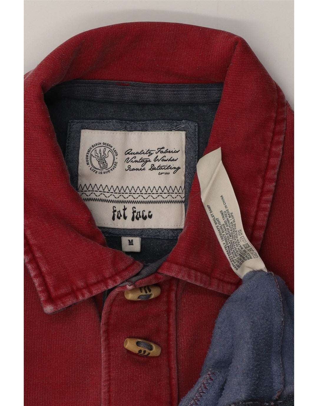 FAT FACE Ανδρικό γραφικό φούτερ πόλο με λαιμόκοψη, μεσαίο κόκκινο βαμβακερό