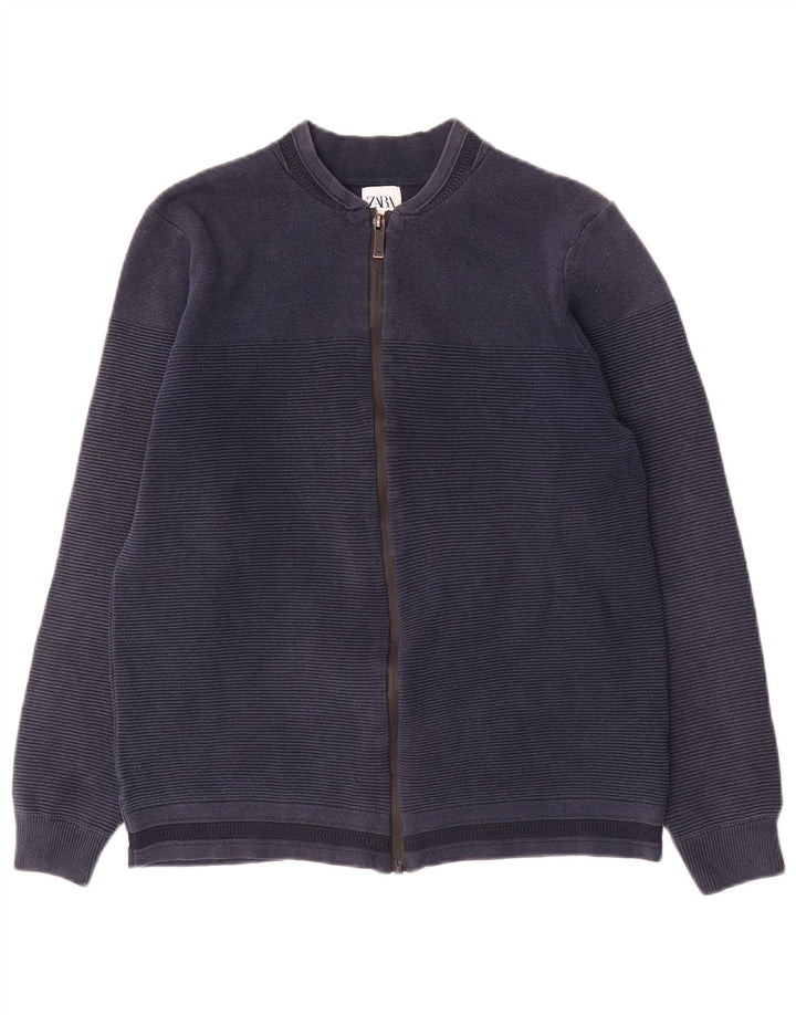 Ανδρικό πουλόβερ Zara Ζακέτα με μεσαίο Navy Blue Pinstripe