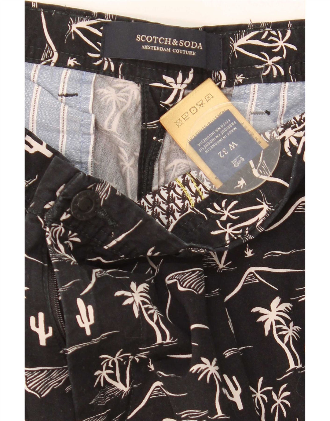 Ανδρικό σορτς Chino με αφηρημένο σχέδιο Scotch & Soda W32 μεσαίο μαύρο χαβανέζικο