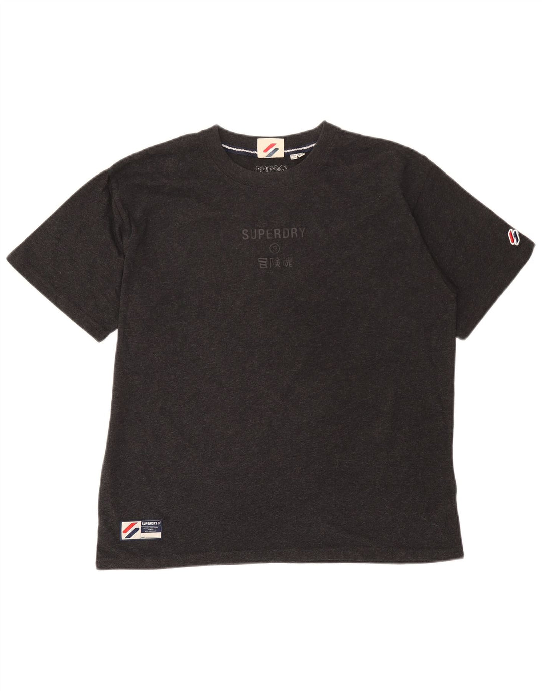 Γυναικείο γραφικό μπλουζάκι Superdry Top UK 14 Large Grey Cotton