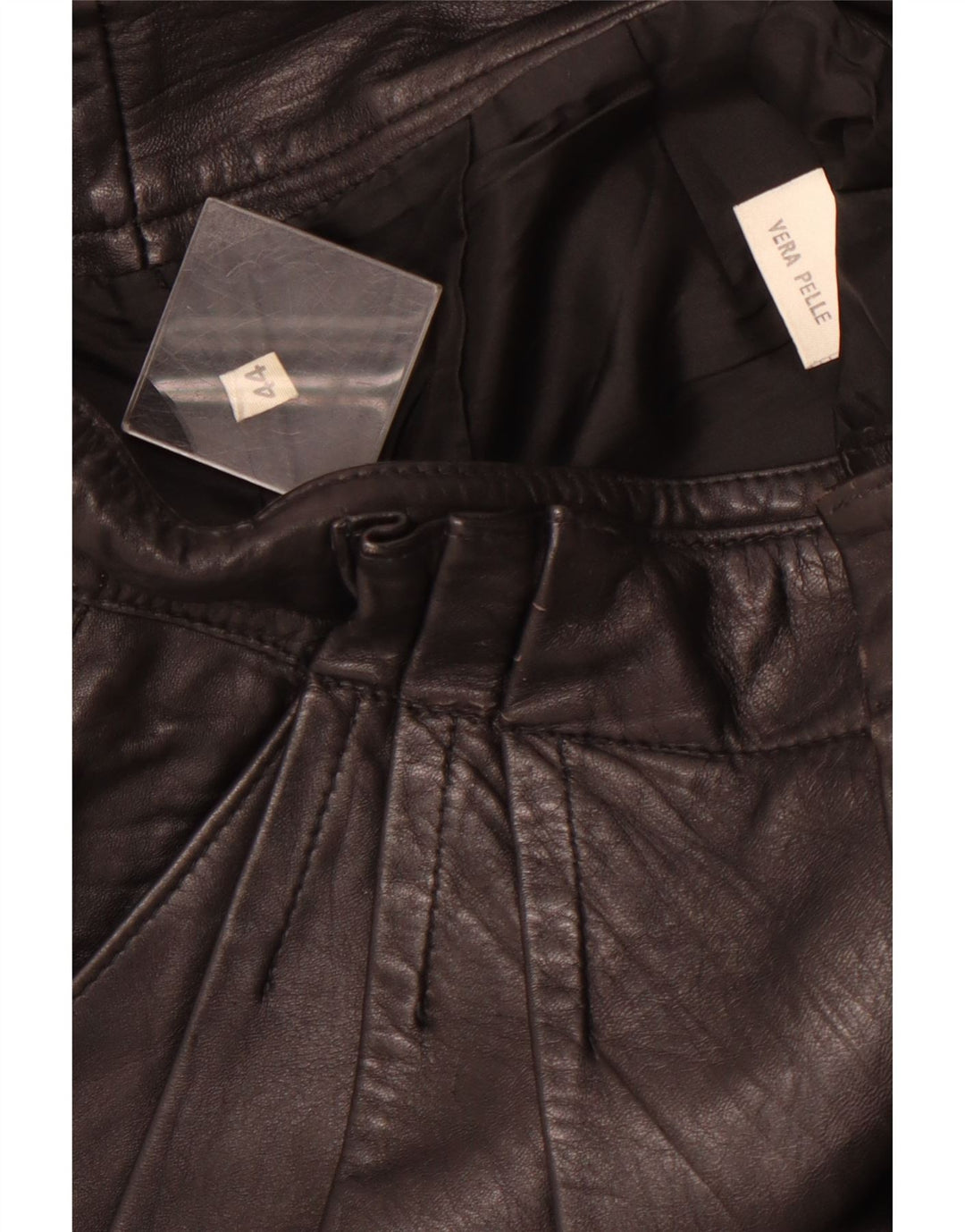 VINTAGE Γυναικείο δερμάτινο παντελόνι IT 44 Medium W26 L26 μαύρο δέρμα