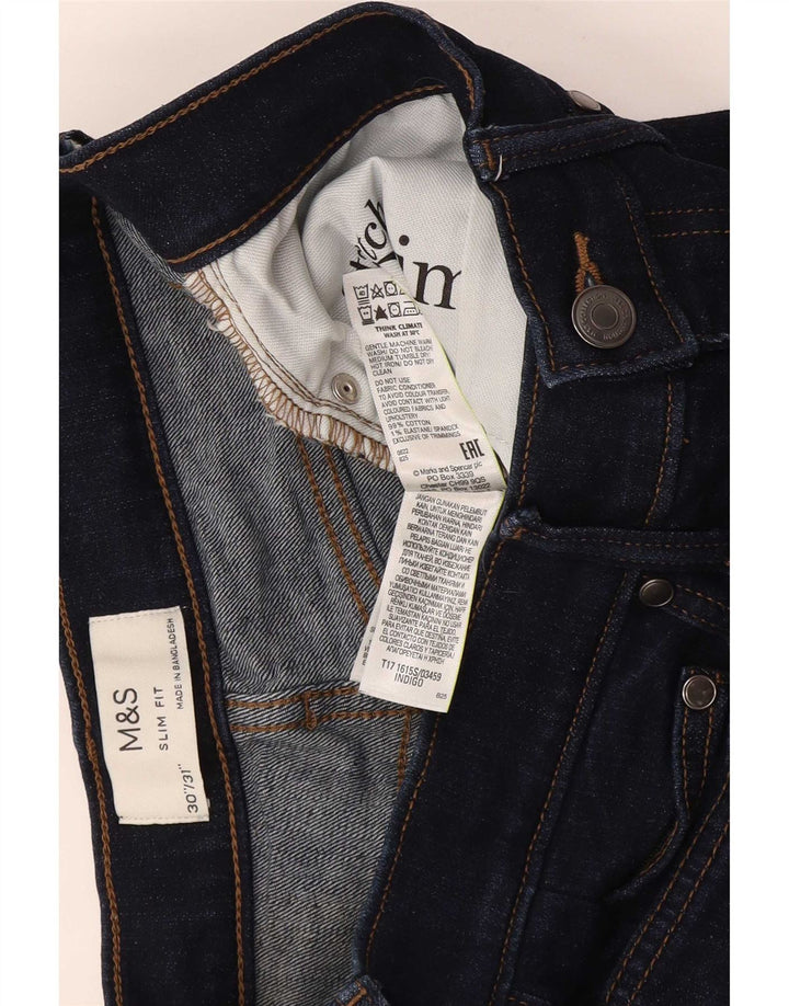 Marks & Spencer Ανδρικό Slim Jeans W30 L31 Navy Blue Cotton