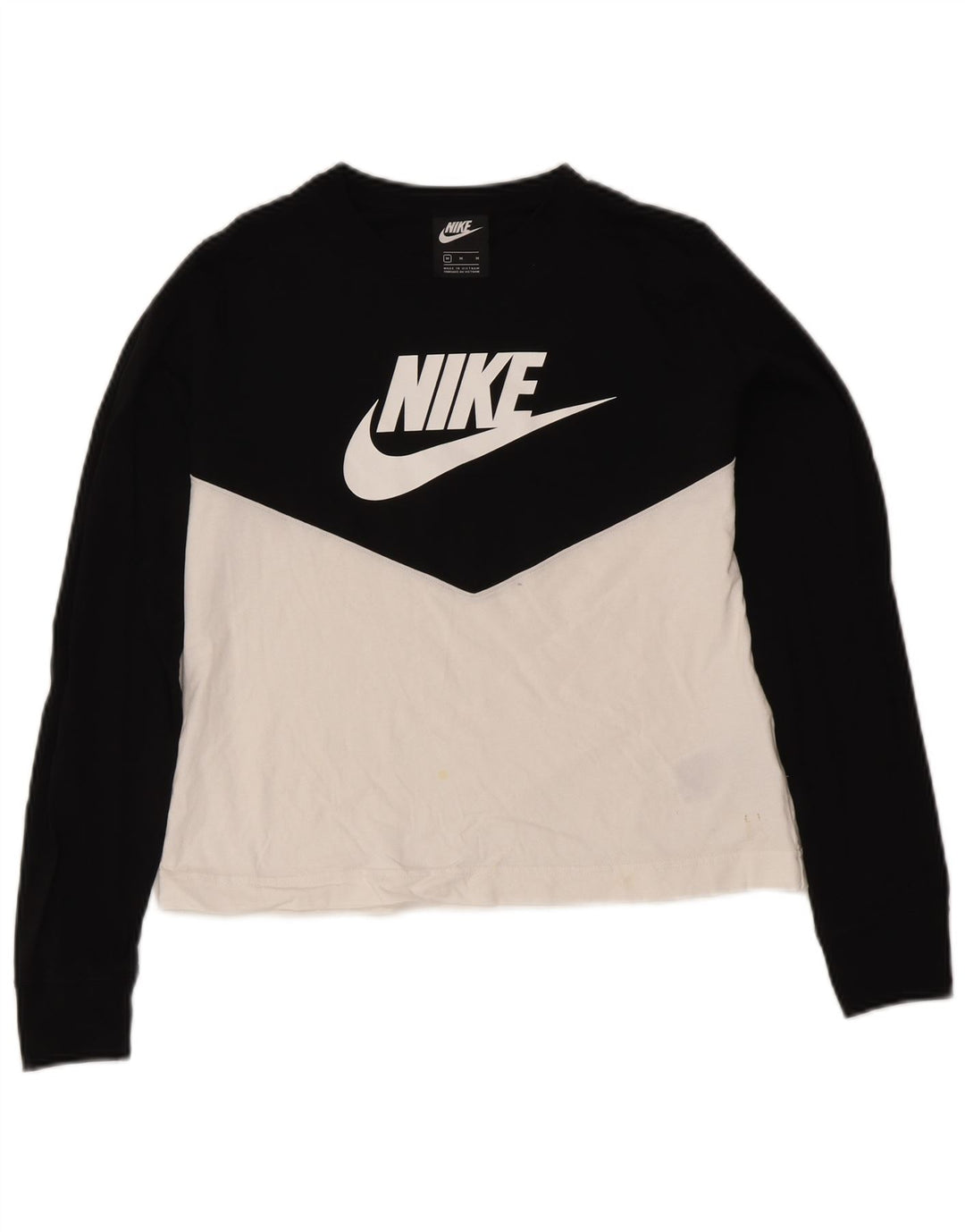 Γυναικείο τοπ Nike με γραφικό μακρυμάνικο UK 12 μεσαίο μαύρο βαμβακερό χρώμα