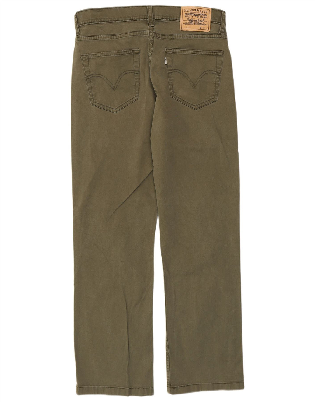 Levi's Mens 752 Straight Jeans W33 L30 Χακί Βαμβακερό