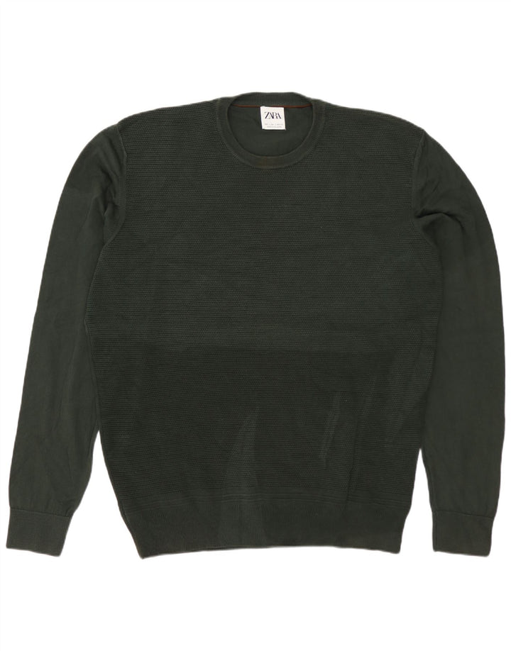 Ανδρικό πουλόβερ ZARA Crew Neck Jumper Μεγάλο Πράσινο