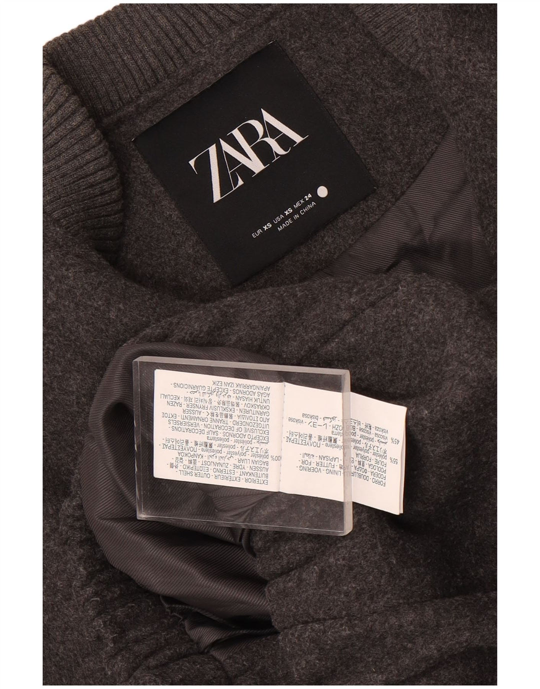 Zara Γυναικείο Oversized Bomber Jacket UK 6 2XS Grey Polyester