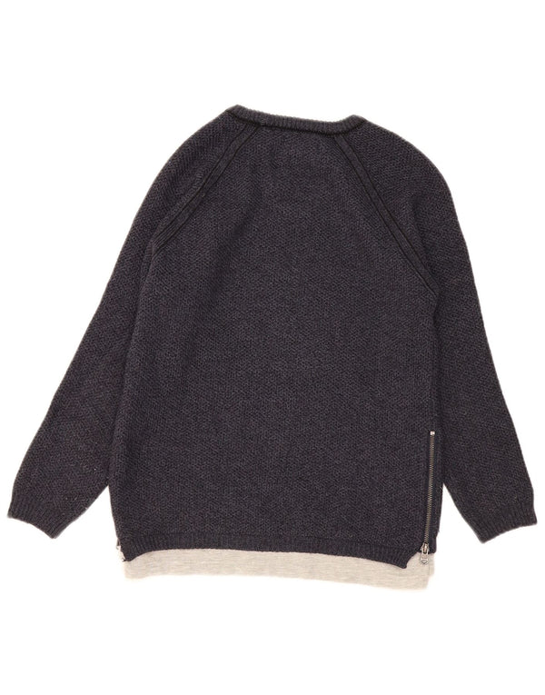 Zara Boys Boat Neck Jumper πουλόβερ 9-10 ετών Navy Blue Colorblock Ακρυλικό