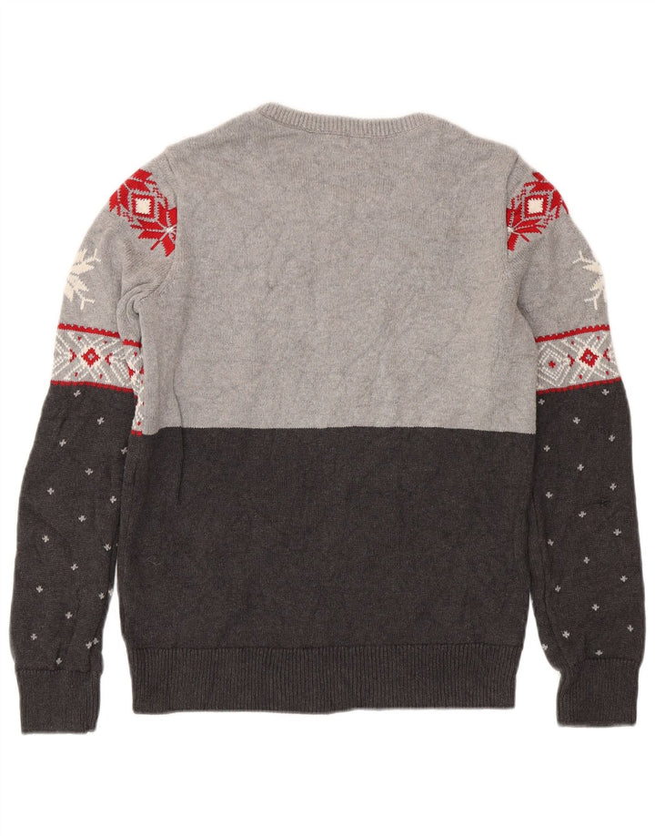 Ανδρικό πουλόβερ Chaps Boat Neck Jumper Small Grey Fair Isle Cotton