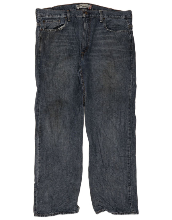 Levi's Mens 569 Distressed Loose Fit Straight Jeans W38 L32 Blue Cotton