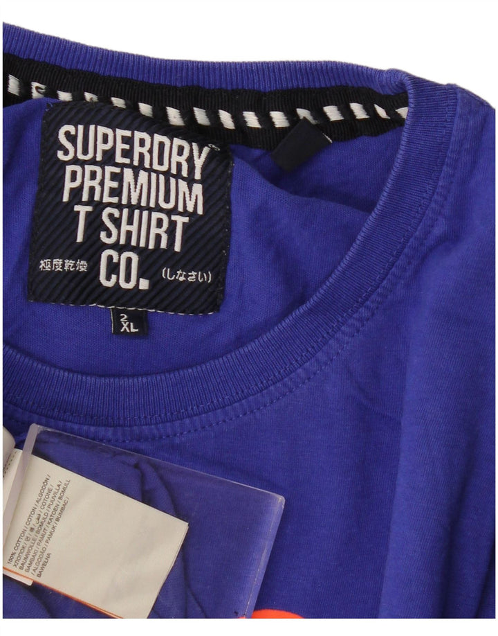 Superdry Ανδρικό γραφικό T-Shirt Top 2XL Μπλε βαμβακερό