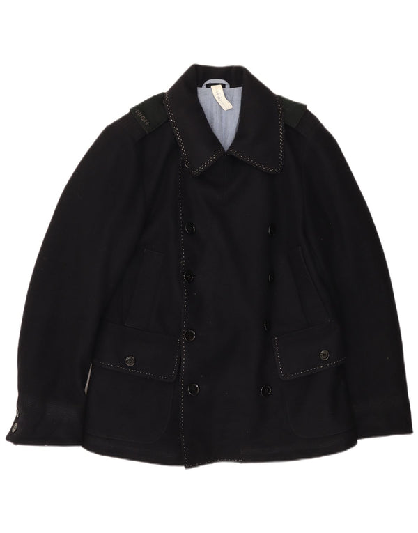 VINTAGE Ανδρικό παλτό μπιζελιού IT 46 Small Navy Blue Wool