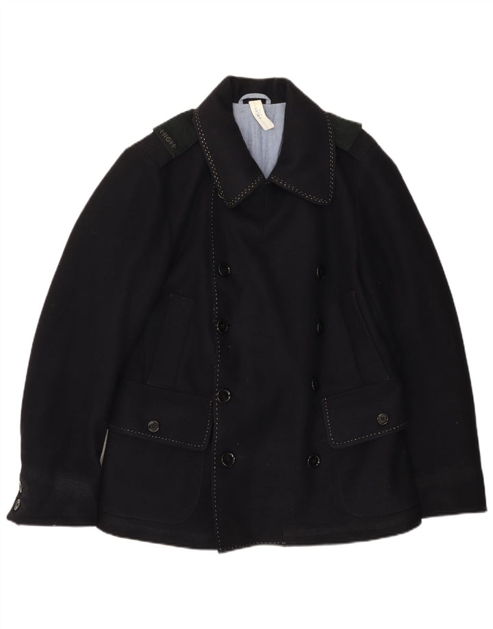 VINTAGE Ανδρικό παλτό μπιζελιού IT 46 Small Navy Blue Wool