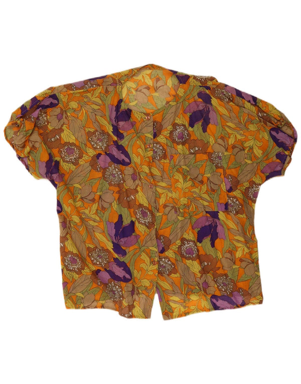 Vintage γυναικείο κοντομάνικο πουκάμισο μπλούζα UK 20 2XL Πολύχρωμο Floral