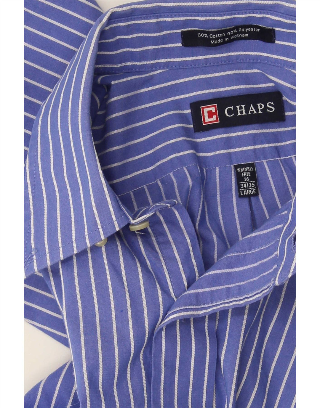 Ανδρικό πουκάμισο Chaps 16 Large Βαμβακερό με ρίγες μπλε