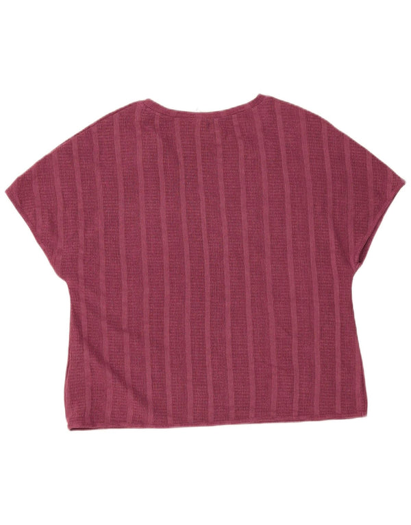 Marks & Spencer Γυναικείο T-Shirt Τοπ UK 14 Large Maroon ριγέ πολυεστέρας