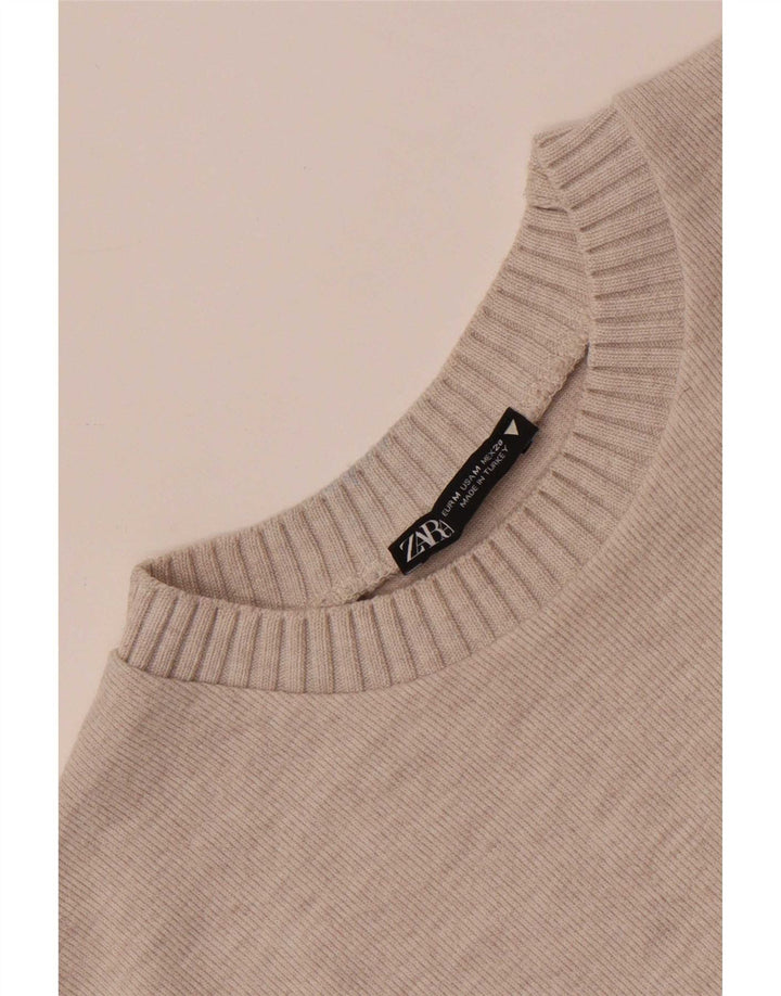 Zara Γυναικεία Crop Μπλούζα Τοπ UK 14 Medium Beige