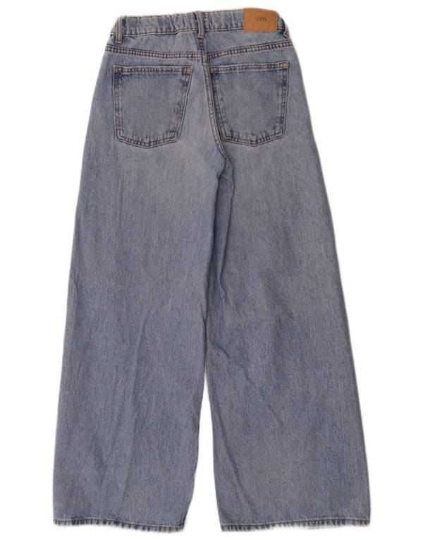 Zara Girls Distressed Wide Leg Jeans 13-14 ετών W26 L27 Μπλε βαμβακερό