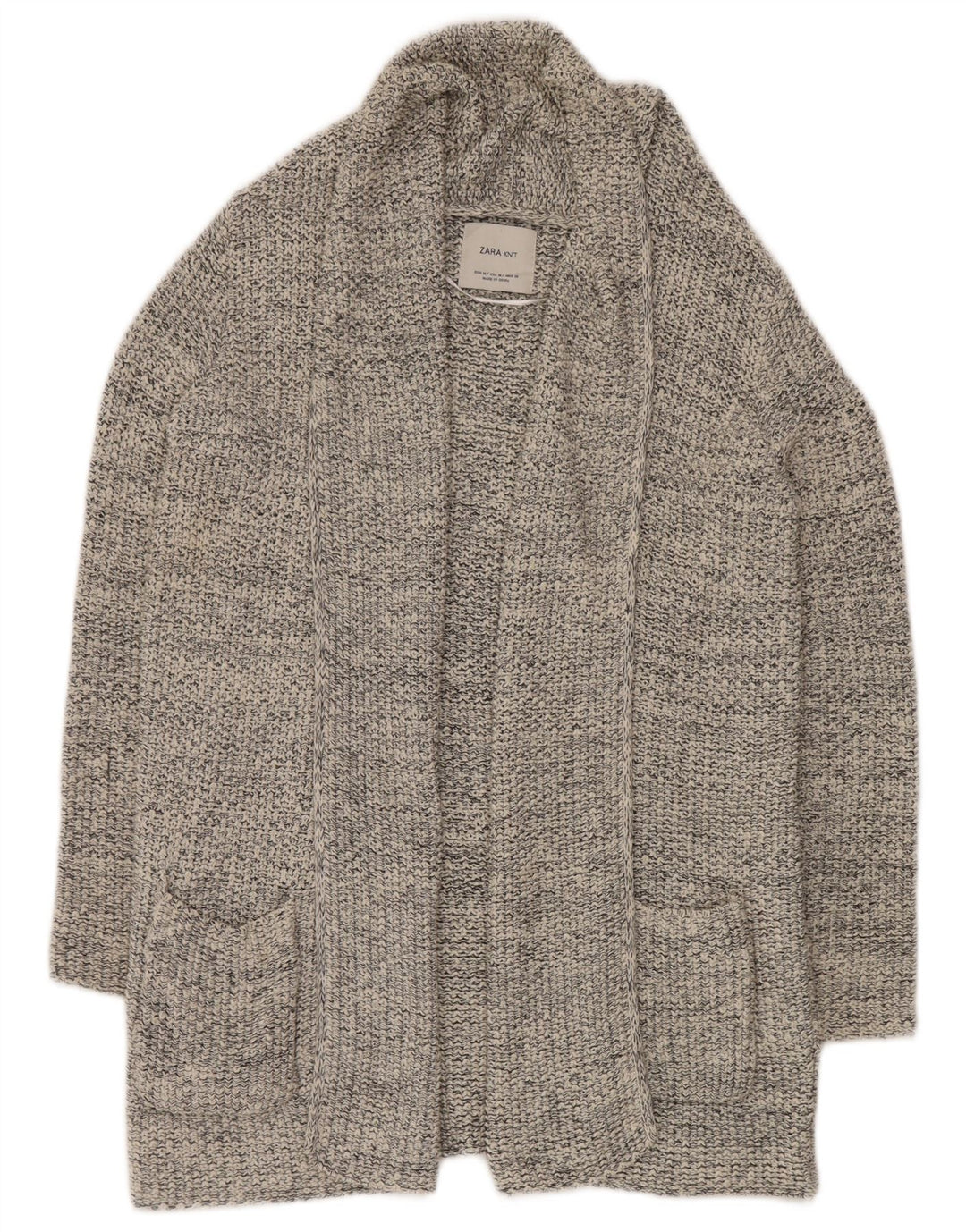 Zara Γυναικείο ανοιχτό πουλόβερ ζακέτα UK 14 Medium Grey Flecked