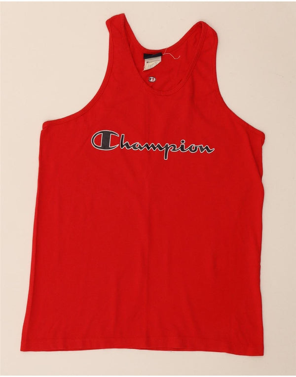 Champion Womens Graphic Vest Top UK 14 Large Red Cotton
