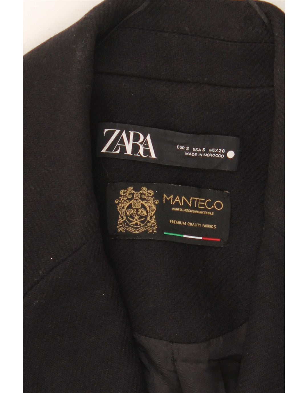 Zara Γυναικείο Παλτό με διπλό στήθος UK 10 Small Black