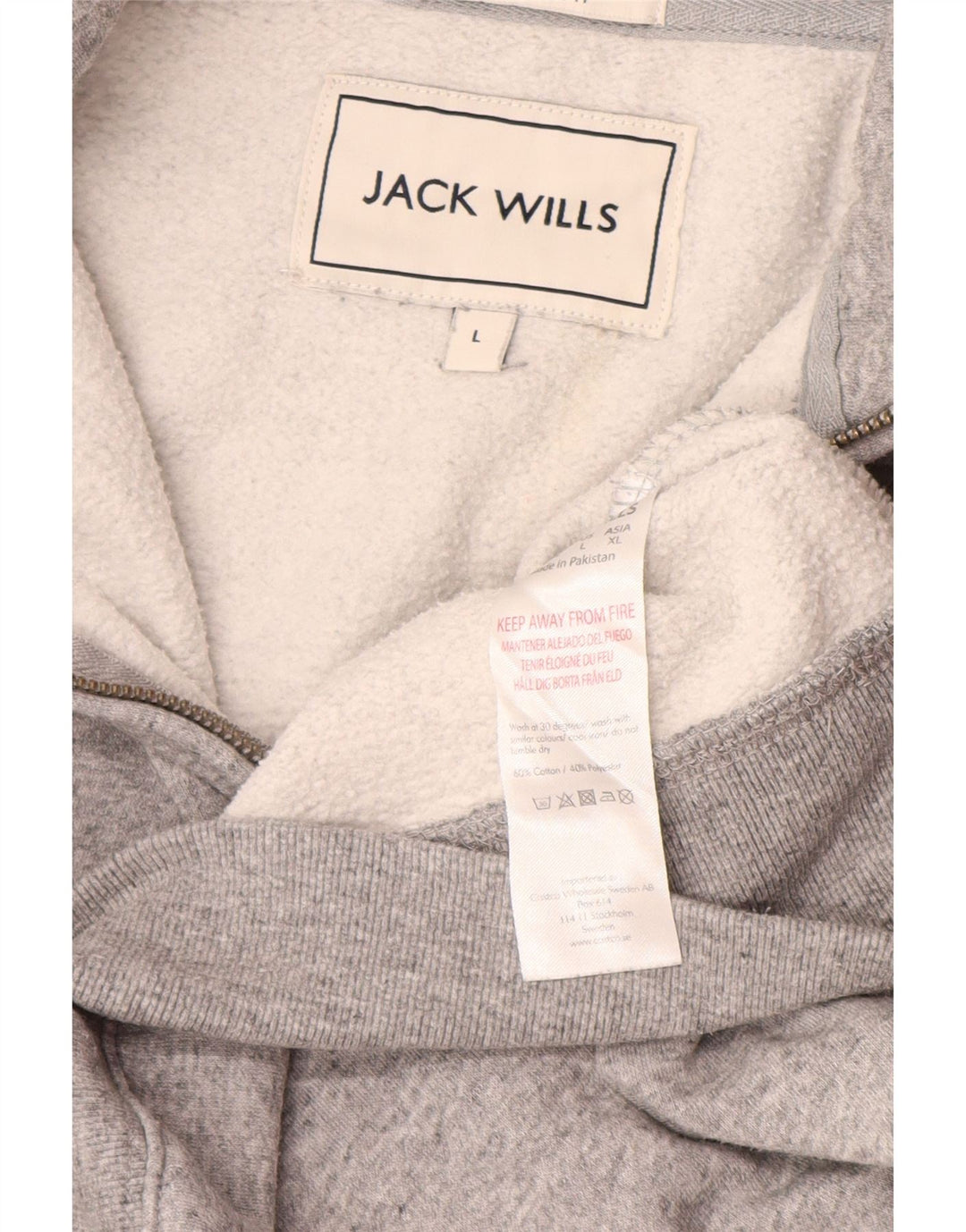 JACK WILLS Ανδρικό φούτερ με φερμουάρ από βαμβακερό γκρι μεγάλο γκρι