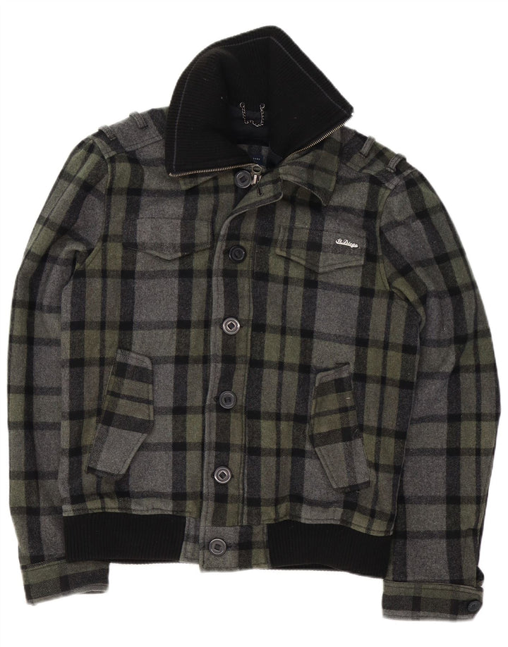 Vintage Ανδρικό μπουφάν UK 40 Large Grey Check Wool