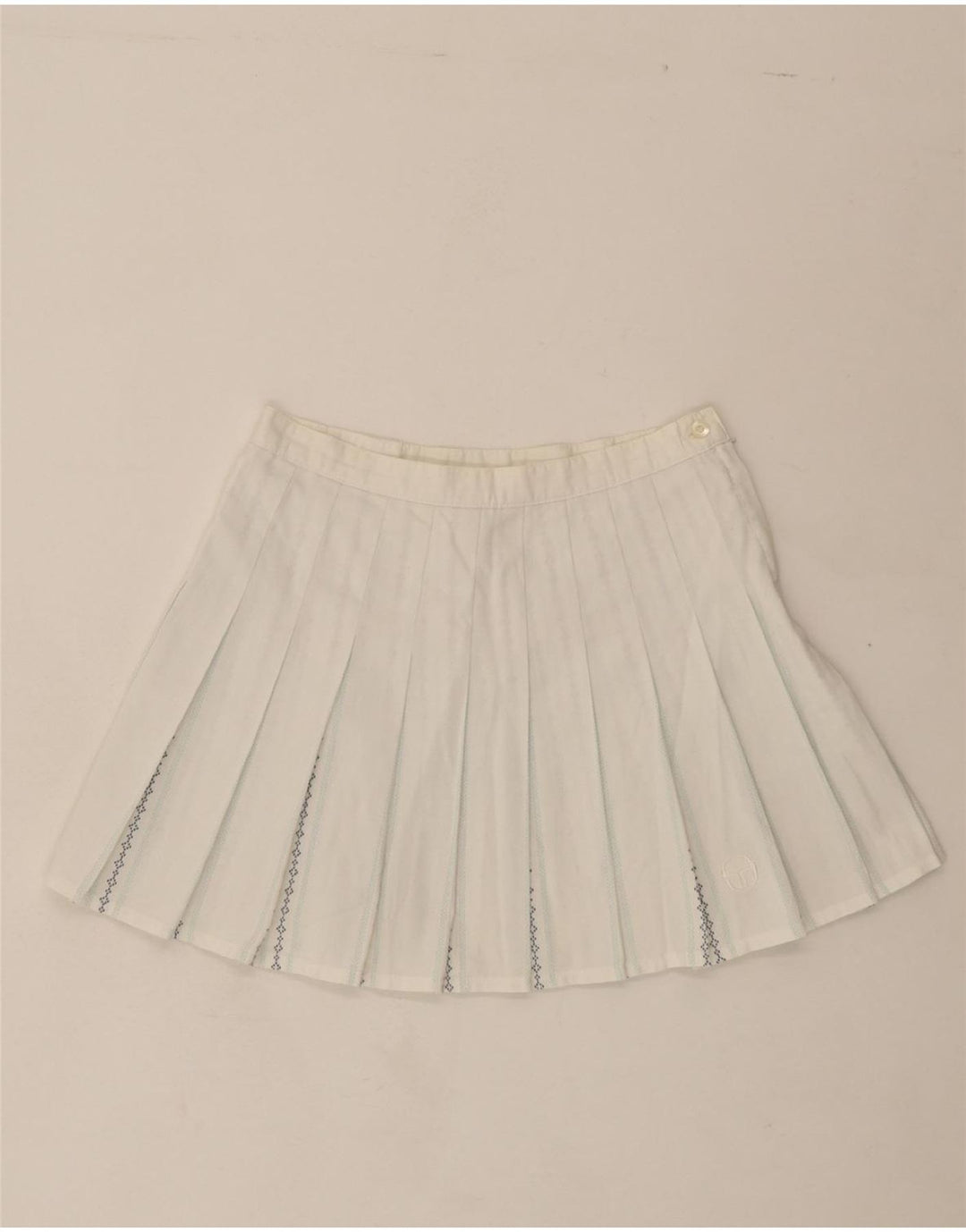 SERGIO TACCHINI Womens Pleated Mini Skirt IT 44 Medium W26  White Vintage Sergio Tacchini and Second-Hand Sergio Tacchini from Messina Hembry 