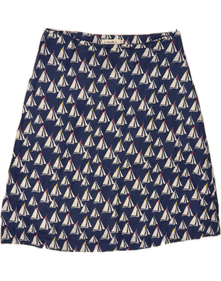 SEASALT Womens Abstract Pattern A-Line Skirt UK 12 Medium W34  Navy Blue Vintage Seasalt and Second-Hand Seasalt from Messina Hembry 