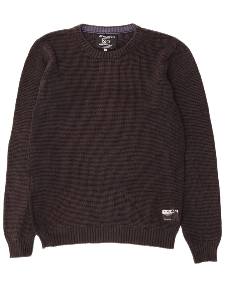 Jack & Jones Ανδρικό πουλόβερ με λαιμόκοψη, μικρό μαύρο βαμβακερό